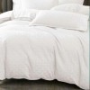 Lenjerie pat dublu alba, policoton, uni, 6 piese, cearsaf elastic