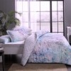 Lenjerie pat dublu satin Tac Delux Digital Avalon cu imprimeu abstract acvatic