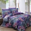 Lenjerie pat satin Tac Digital Dafne mov cu flori 200x220