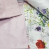 Lenjerie de pat albă din bumbac satinat cu flori colorate și frunze verzi, set TAC