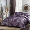 Lenjerie de pat TAC Boeme Mov cu imprimeu floral digital mov și violet pe bumbac 100% satinat mercerizat, include cearceaf de pat, husă de pilotă și fețe de pernă