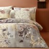 Lenjerie pat dublu satin 6 piese TAC DELUX Digital Glaum floral elegant bej vizon