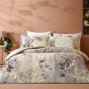 Lenjerie pat dublu satin 6 piese TAC DELUX Digital Glaum floral elegant bej vizon