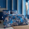 Lenjerie pat dublu satin 6 piese TAC DELUX Digital Marisol albastru paisley
