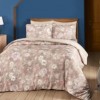 Lenjerie de pat cu design floral subtil pe nuanțe de gri și roz pal, model Penon