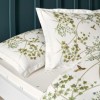 Lenjerie pat dublu satin 6 piese TAC DELUX Digital Windsor model floral verde elegant