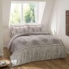 Lenjerie de pat dublu din bumbac satinat model Elise Gri cu imprimeu digital gri și crem, 6 piese