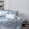 Lenjerie de pat CottonBox Stilla Blue, design abstract albastru și gri, bumbac 100% satinat mercerizat
