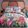 lenjerie pat dublu bumbac satinat TAC Jupiter imprimeu tropical colorat