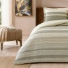 Lenjerie pat dublu TAC Mako Satin Moonlit bumbac satinat model geometric crem bej maro negru