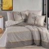 Lenjerie pat dublu Tanya Maro Hobby Home poplin percale model geometric cu arbori maro bej gri