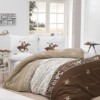 Lenjerie de pat Beverly Hills Polo Club în nuanțe de maro și bej, cu design texturat și logo iconic.