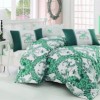Lenjerie de pat BHPC 024-Green cu nuanțe de verde și alb, design elegant și logo iconic