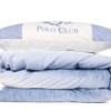 Lenjerie de pat BHPC-030 din bumbac 100% ranforce, design albastru, alb și gri, cu logo Beverly Hills Polo Club și detalii geometrice elegante.