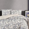 Lenjerie de pat gri cu bej COLIN, bumbac 100%, 4 piese, cearșaf elastic, saltele 140x200 cm și 160x200 cm, design floral elegant