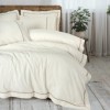 Lenjerie de pat din in si bumbac Banded Maro - Cotton Box, 6 piese, bej cu insertii maro