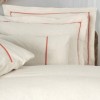 Lenjerie de pat din in si bumbac Banded Orange - Cotton Box, 6 piese, culoare bej cu bordura portocalie