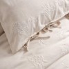 Lenjerie de pat din in si bumbac Esmira Bej - Cotton Box, 6 piese, cu broderie florala si fundite decorative