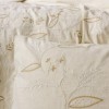 Lenjerie pat in si bumbac cu broderie frunze, Cotton Box, Lapelis Bej – 6 piese, crem cu detalii vegetale bej si alb