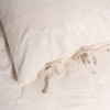 Lenjerie de pat din in si bumbac Kivora Bej - Cotton Box, 6 piese, cu broderie vegetala si fundite decorative