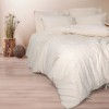 Lenjerie de pat din in si bumbac Kivora Bej - Cotton Box, 6 piese, cu broderie vegetala si fundite decorative
