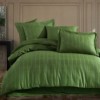 Lenjerie de pat din satin bumbac verde model Ekose