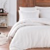 Lenjerie de pat din satin bumbac alb model Wafel