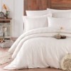 Lenjerie de pat dublu satin de lux Hobby Home Wafel Ecru, design elegant cu textură fină, 100% bumbac satinat, set 6 piese