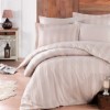 Lenjerie de pat din satin bumbac crem model Wafel Rock