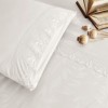 Lenjerie de pat Jacquard Satin de Lux 6 Piese TAC Clarette Ecru, detalii complexe, bumbac satinat