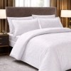Lenjerie de pat Jacquard Nodus alb bumbac satinat, motive complexe jacquard, 6 piese