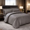 Lenjerie de pat Jacquard Nodus antracit bumbac satinat, motive complexe jacquard, 6 piese