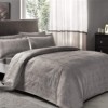 Lenjerie de pat Jacquard Nodus antracit bumbac satinat, motive complexe jacquard, 6 piese