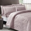 Lenjerie de pat TAC Nodus Lila, bumbac 100% satinat, design jacquard, nuanțe lila, set 6 piese.