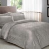 Lenjerie de pat Jacquard Daria antracit bumbac satinat, motive complexe jacquard, 6 piese