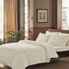Lenjerie de pat dublu satin de lux cu design jacquard ecru, set elegant TAC în dormitor