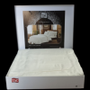 Lenjerie de pat dublu satin de lux cu design jacquard ecru, set elegant TAC în dormitor