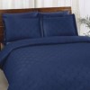 Lenjerie de pat Jacquard satin de lux modelul Cross albastră, din bumbac satinat 100%, set de 6 piese
