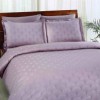 Lenjerie de pat Jacquard satin de lux modelul Cross lila, din bumbac satinat 100%, set de 6 piese