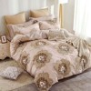 Lenjerie de pat percale cu imprimeu baroc în nuanțe de bej și maro, din bumbac 100%, set 3 piese, pat de o persoană, fabricată în România