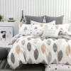 Lenjerie de pat percale conuri alb-negru și maro din bumbac 100%, set 3 piese, pat de o persoană, fabricată în România