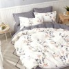 Lenjerie de pat percale cu floricele mov și portocalii din bumbac 100%, set 3 piese, pat de o persoană, fabricată în România