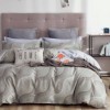 Lenjerie de pat percale ondulat gri din bumbac 100%, set 3 piese, pat de o persoană, fabricată în România