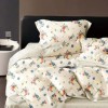 Lenjerie de pat percale cu model floral multicolor din bumbac 100%, set de 3 piese.