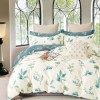 Lenjerie de pat percale cu flori albastre din bumbac 100%, set de 3 piese.