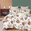 Lenjerie de pat percale trandafiri maro pe fond alb, set de 3 piese, pat de 1 persoană, bumbac 100%, fabricată în România
