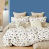 Lenjerie de pat percale cu trandafiri mov și verzi din bumbac 100%, set 3 piese, pat de o persoană, fabricată în România