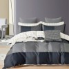 Lenjerie de pat percale pătrate gri și negre din bumbac 100%, set 3 piese, pat de o persoană, fabricată în România