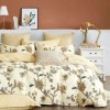 Lenjerie de pat percale cu flori delicate, set 6 piese, pentru pat dublu, fabricată în România.