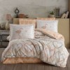 Lenjerie de pat dublu din poplin percale Hobby Home cu design adorabil cu flamingo și inimioare în nuanțe de roz și bej
